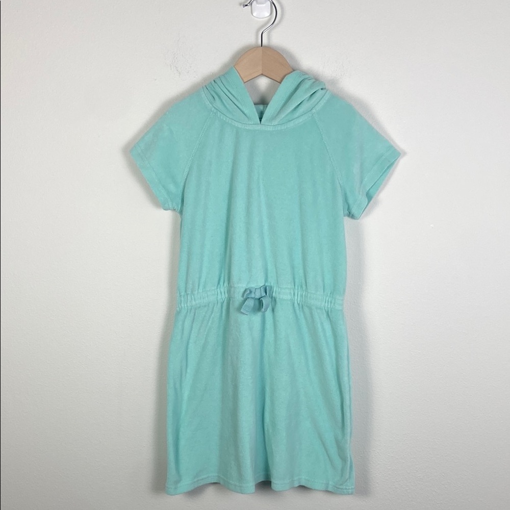 Hanna Andersson Girl's 140 Size 10 Hooded Short Sleeve Terry Dress Swim Summer